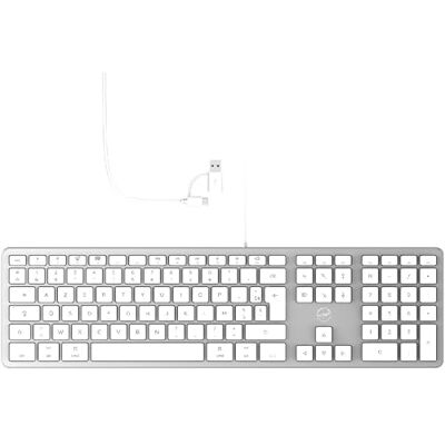 Mobility Lab ML300368 Toetsenbord, Frans AZERTY-toetsenbord, bedraad, voor Mac wit en zilver Mobility Lab ML300368 Toetsenbord, Frans AZERTY-toetsenbord, bedraad, voor Mac wit en zilver