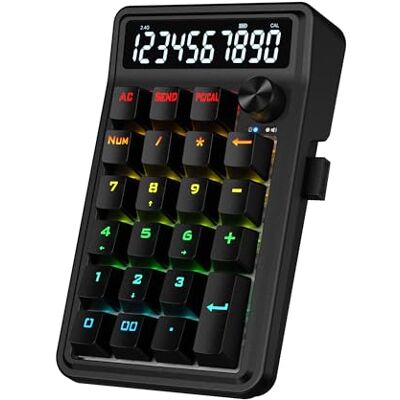 Redragon K733 PRO Draadloos RGB numeriek toetsenblok mechanisch cijferblok Mechanisch cijferblok met 22 toetsen, 10-cijferige rekenmachine, knopbediening, geluidsdemping bij 5 Redragon K733 PRO Draadloos RGB numeriek toetsenblok mechanisch cijferblok Mechanisch cijferblok met 22 toetsen, 10-cijferige rekenmachine, knopbediening, geluidsdemping bij 5