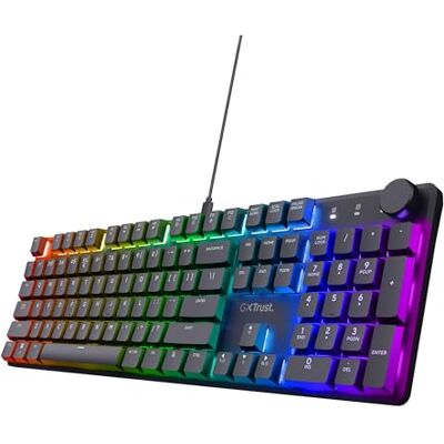 GXTrust Trust Gaming GXT 866 Torix Duits mechanisch QWERTZ-toetsenbord, Huano-schakelaars, platte toetsen, RGB-verlichting, anti-ghosting N-Key Rollover USB programmeerbaar gaming toetsenbord pc laptop GXTrust Trust Gaming GXT 866 Torix Duits mechanisch QWERTZ-toetsenbord, Huano-schakelaars, platte toetsen, RGB-verlichting, anti-ghosting N-Key Rollover USB programmeerbaar gaming toetsenbord pc laptop