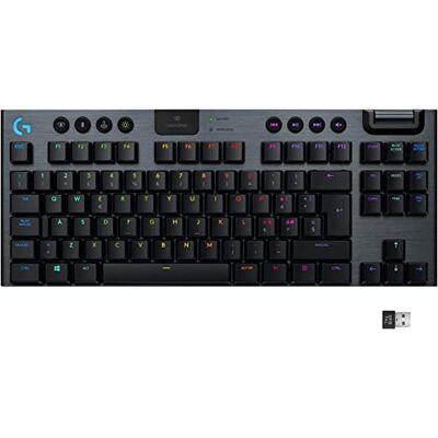 Logitech 915 LIGHTSPEED TKL Tenkeyless Draadloos Toetsenbord Mechanisch Gaming Profiel GL-Touch-schakelaars, LIGHTSYNC RGB, +40 uur batterijduur, Italiaans QWERTY Zwart Logitech 915 LIGHTSPEED TKL Tenkeyless Draadloos Toetsenbord Mechanisch Gaming Profiel GL-Touch-schakelaars, LIGHTSYNC RGB, +40 uur batterijduur, Italiaans QWERTY Zwart