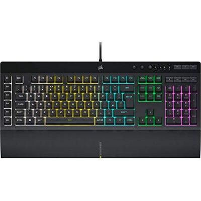 Corsair K55 RGB Pro – dynamische RGB-achtergrondverlichting – zes macrotoetsen met integratie van Elgato Stream Deck-software – IP42 stof- en morsbestendig – afneembare handpalmsteun Corsair K55 RGB Pro – dynamische RGB-achtergrondverlichting – zes macrotoetsen met integratie van Elgato Stream Deck-software – IP42 stof- en morsbestendig – afneembare handpalmsteun