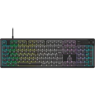 Corsair K55 CORE RGB Bedraad membraan Gaming Toetsenbord Stille en responsieve schakelaars Uitwerpweerstand RGB met tien zones Compatibel met iCUE QWERTY IT PC, Mac Zwart Corsair K55 CORE RGB Bedraad membraan Gaming Toetsenbord Stille en responsieve schakelaars Uitwerpweerstand RGB met tien zones Compatibel met iCUE QWERTY IT PC, Mac Zwart