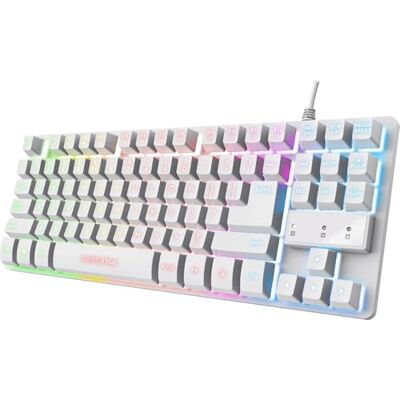 GXTrust Trust Gaming GXT 833W Thado TKL Duits QWERTZ-toetsenbord, compact 80% USB, metaal, anti-ghosting, ledverlichting, gerecyclede materialen, voor pc, laptop, Mac, wit GXTrust Trust Gaming GXT 833W Thado TKL Duits QWERTZ-toetsenbord, compact 80% USB, metaal, anti-ghosting, ledverlichting, gerecyclede materialen, voor pc, laptop, Mac, wit