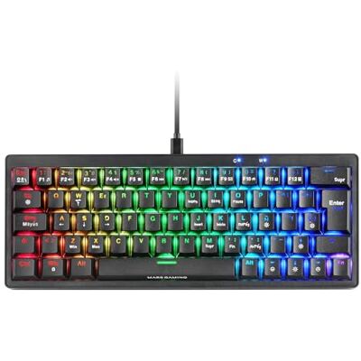 Mars Gaming MARSGAMING MKMINIPRO, mechanisch toetsenbord, ultra-compact, 60%, mechanische hot-swap-schakelaars, RGB-verlichting, chroma gaming-toetsenbord, anti-ghosting, multiplatform, switch blauw, Italiaans Mars Gaming MARSGAMING MKMINIPRO, mechanisch toetsenbord, ultra-compact, 60%, mechanische hot-swap-schakelaars, RGB-verlichting, chroma gaming-toetsenbord, anti-ghosting, multiplatform, switch blauw, Italiaans