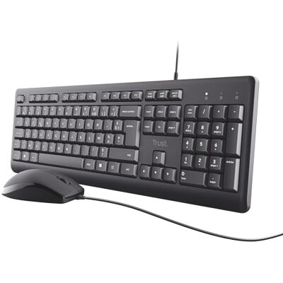 Trust Taro Pack toetsenbord en muis, bekabeld, AZERTY, Belgisch, stil, zwart Trust Taro Pack toetsenbord en muis, bekabeld, AZERTY, Belgisch, stil, zwart