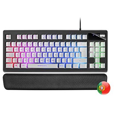 Mars Gaming MKAXWPT TKL Compact toetsenbord H-Mech, RGB-verlichting, 9 effecten, polssteun van gel, roze, taal Portugees Mars Gaming MKAXWPT TKL Compact toetsenbord H-Mech, RGB-verlichting, 9 effecten, polssteun van gel, roze, taal Portugees