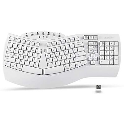 Perixx PERIBOARD-612W Draadloos ergonomisch toetsenbord met dubbele modus, 2,4G en Bluetooth, compatibel met Windows 10 en Mac OS X, wit, Amerikaanse Engelse lay-out Perixx PERIBOARD-612W Draadloos ergonomisch toetsenbord met dubbele modus, 2,4G en Bluetooth, compatibel met Windows 10 en Mac OS X, wit, Amerikaanse Engelse lay-out