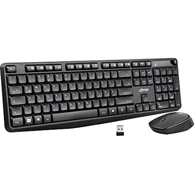Ultron UMC300 Wireless Mouse Kit 2,4 GHz met Easylink Nano USB-ontvanger 10m bereik 15 toetsen FN incl. PC/laptop batterijen Duitse lay-out QWERTZ zwart Ultron UMC300 Wireless Mouse Kit 2,4 GHz met Easylink Nano USB-ontvanger 10m bereik 15 toetsen FN incl. PC/laptop batterijen Duitse lay-out QWERTZ zwart