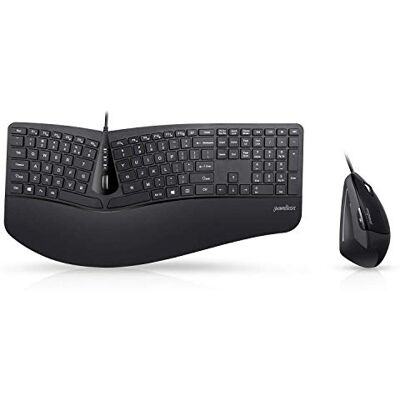 Perixx PERIDUO-505, ergonomische combo QWERTY US, toetsenbord en muis, bekabeld, USB voor Windows verticale muis met kantelbaar scrollwiel, verstelbare polssteun Perixx PERIDUO-505, ergonomische combo QWERTY US, toetsenbord en muis, bekabeld, USB voor Windows verticale muis met kantelbaar scrollwiel, verstelbare polssteun