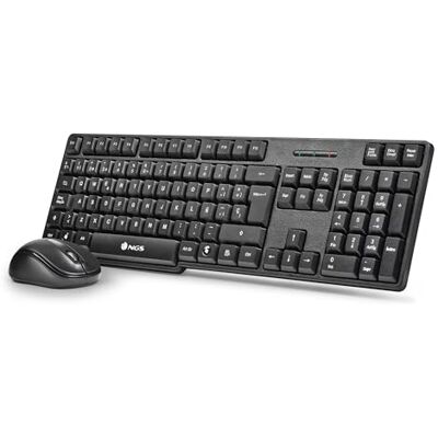 NGS Euphoria Spaanse taalkit (QWERTY) – 2,4 GHz draadloos toetsenbord en muiscombo, stille klikken. Compatibel met Mac/Windows/Linux/Android/Tablet/TV. Zwart NGS Euphoria Spaanse taalkit (QWERTY) – 2,4 GHz draadloos toetsenbord en muiscombo, stille klikken. Compatibel met Mac/Windows/Linux/Android/Tablet/TV. Zwart
