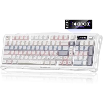 GravaStar K98 mechanisch toetsenbord, stille schakelaar, BT/2,4 G/USB, TFT-display GravaStar K98 mechanisch toetsenbord, stille schakelaar, BT/2,4 G/USB, TFT-display