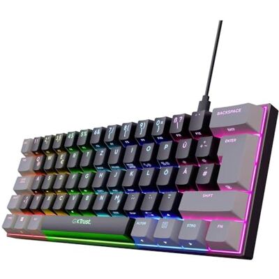 GXTrust Trust Gaming GXT 867 Acira 60% Duits mechanisch QWERTZ-toetsenbord, RGB-verlichting, dubbele bezettingstoetsen, USB Mini programmeerbaar, klein programmeerbaar gaming-toetsenbord 60% pc computer GXTrust Trust Gaming GXT 867 Acira 60% Duits mechanisch QWERTZ-toetsenbord, RGB-verlichting, dubbele bezettingstoetsen, USB Mini programmeerbaar, klein programmeerbaar gaming-toetsenbord 60% pc computer