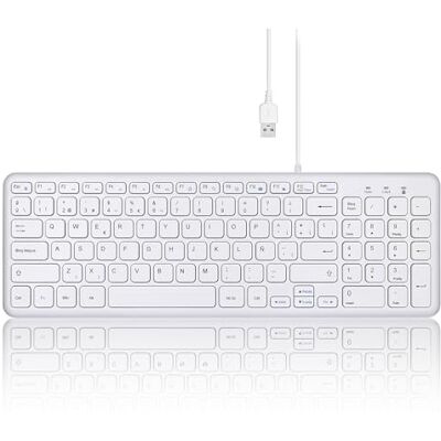 Perixx PERIBOARD-213W USB-schaartoetsenbord, stil, met kabel, compact design met cijferblok, wit, Spaans QWERTY met Ñ Perixx PERIBOARD-213W USB-schaartoetsenbord, stil, met kabel, compact design met cijferblok, wit, Spaans QWERTY met Ñ