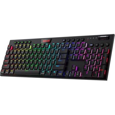 Redragon Horus K618 Draadloos mechanisch toetsenbord, RGB, bluetooth/2,4 GHz/bedraad, tri-mode, ultradun, met vertragingsvrije draadloze verbinding, speciale multimedia-besturing en lineaire rode schakelaar Redragon Horus K618 Draadloos mechanisch toetsenbord, RGB, bluetooth/2,4 GHz/bedraad, tri-mode, ultradun, met vertragingsvrije draadloze verbinding, speciale multimedia-besturing en lineaire rode schakelaar