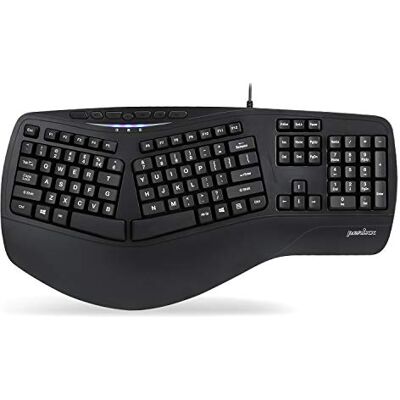 Perixx PERIBOARD-312 Ergonomisch toetsenbord met achtergrondverlichting met sleufdesign, grote bedrukte toetsen, 2 extra USB-hubs, zwart, US QWERTY International Perixx PERIBOARD-312 Ergonomisch toetsenbord met achtergrondverlichting met sleufdesign, grote bedrukte toetsen, 2 extra USB-hubs, zwart, US QWERTY International