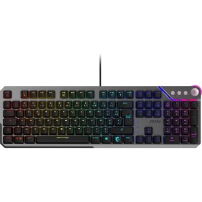 MSI Strike 600 Silent FR gaming toetsenbord Kailh Midnight Pro Silent Touch Switch, ergonomische toetsen, antislip basis, RGB Mystic Light met knop, USB 2.0 volledige grootte MSI Strike 600 Silent FR gaming toetsenbord Kailh Midnight Pro Silent Touch Switch, ergonomische toetsen, antislip basis, RGB Mystic Light met knop, USB 2.0 volledige grootte