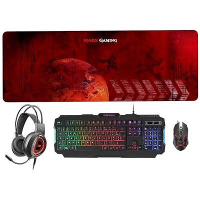 Mars Gaming MARSGAMING MCPRGB2FR, gaming-combo toetsenbord + muis + muismat XXL + hoofdtelefoon, FR zwart Mars Gaming MARSGAMING MCPRGB2FR, gaming-combo toetsenbord + muis + muismat XXL + hoofdtelefoon, FR zwart