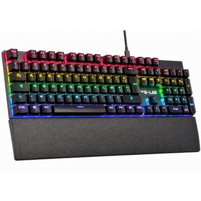 THE G-LAB Keyz Carbon EX Mechanisch toetsenbord Blue Switch RGB AZERTY FR Mechanische switch blauw, RGB led-achtergrondverlichting, anti-ghosting totaal, 12 multimedia-toetsen THE G-LAB Keyz Carbon EX Mechanisch toetsenbord Blue Switch RGB AZERTY FR Mechanische switch blauw, RGB led-achtergrondverlichting, anti-ghosting totaal, 12 multimedia-toetsen