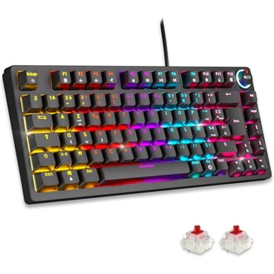 EMPIRE GAMING Nieuw 2025 – K248 mechanisch gamingtoetsenbord, bekabeld, MX Red (FR AZERTY) – type C – voor PC/PS4/PS5/Xbox – RGB-achtergrondverlichting – 82 toetsen – 26 toetsen anti-ghosting (zwart) EMPIRE GAMING Nieuw 2025 – K248 mechanisch gamingtoetsenbord, bekabeld, MX Red (FR AZERTY) – type C – voor PC/PS4/PS5/Xbox – RGB-achtergrondverlichting – 82 toetsen – 26 toetsen anti-ghosting (zwart)
