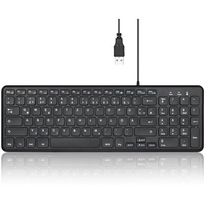 Perixx PERIBOARD-213 DE Compact USB-toetsenbord met stille toetsen voor computer, numeriek toetsenblok, laptop en tablet, zwart, QWERTZ Perixx PERIBOARD-213 DE Compact USB-toetsenbord met stille toetsen voor computer, numeriek toetsenblok, laptop en tablet, zwart, QWERTZ