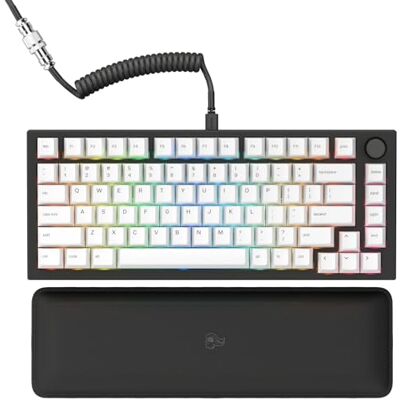 GLORIOUS Gaming GMMK PRO 75% Modulair mechanisch gamingtoetsenbord, TKL, 1,5 kg frame, aanpasbaar, spiraalkabel, polssteun, witte toetsen, RGB, Amerikaanse QWERTY-lay-out, zwart GLORIOUS Gaming GMMK PRO 75% Modulair mechanisch gamingtoetsenbord, TKL, 1,5 kg frame, aanpasbaar, spiraalkabel, polssteun, witte toetsen, RGB, Amerikaanse QWERTY-lay-out, zwart