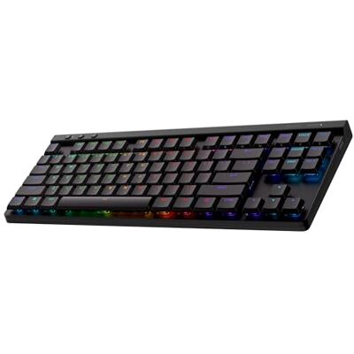 Logitech G515 LIGHTSPEED TKL profiel draadloos gamingtoetsenbord, Lightsync RGB, ultraplat profiel zonder cijferblok, PBT-toetsen, mechanische touch-contacten, Frans AZERTY-toetsenbord, zwart Logitech G515 LIGHTSPEED TKL profiel draadloos gamingtoetsenbord, Lightsync RGB, ultraplat profiel zonder cijferblok, PBT-toetsen, mechanische touch-contacten, Frans AZERTY-toetsenbord, zwart