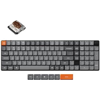 Keychron K17 MAX Aangepast draadloos mechanisch toetsenbord, 2,4 GHz/Bluetooth/USB-C, witte led, programmeerbare macro's, QMK/VIA, PBT toetsen, voor Mac Windows, Super Brown Switch Keychron K17 MAX Aangepast draadloos mechanisch toetsenbord, 2,4 GHz/Bluetooth/USB-C, witte led, programmeerbare macro's, QMK/VIA, PBT toetsen, voor Mac Windows, Super Brown Switch