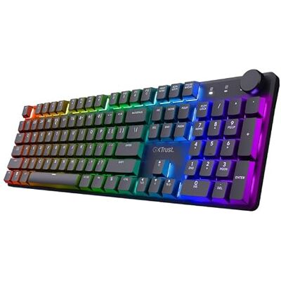 GXTrust Trust GXT 868 Torix Duits QWERTZ Draadloos mechanisch toetsenbord, 2,4 GHz 100H RGB oplaadbaar gamingtoetsenbord, Huano-schakelaars, platte toetsen, programmeerbaar, laptop GXTrust Trust GXT 868 Torix Duits QWERTZ Draadloos mechanisch toetsenbord, 2,4 GHz 100H RGB oplaadbaar gamingtoetsenbord, Huano-schakelaars, platte toetsen, programmeerbaar, laptop