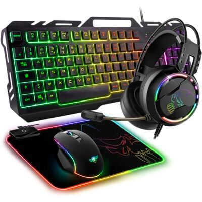 Spirit Of Gamer Gamer, toetsenbord, muis, hoofdtelefoon, mat, 4-in-1, ULTIMATE 300 Spirit Of Gamer Gamer, toetsenbord, muis, hoofdtelefoon, mat, 4-in-1, ULTIMATE 300