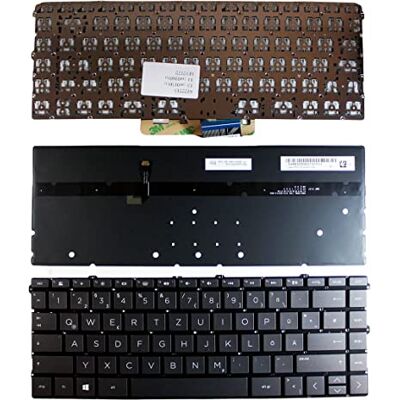 Power4Laptops Duits toetsenbord met achtergrondverlichting, grijs, vervanging voor HP Spectre 13-aw0001ur Power4Laptops Duits toetsenbord met achtergrondverlichting, grijs, vervanging voor HP Spectre 13-aw0001ur
