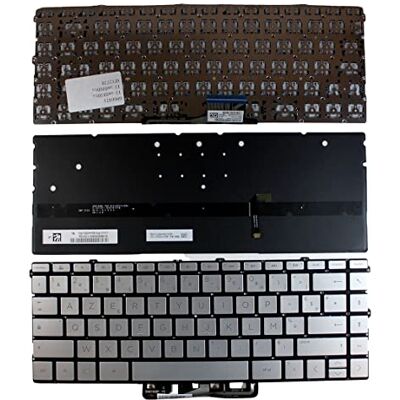 Power4Laptops Frans toetsenbord met achtergrondverlichting, vervanging voor HP Spectre 13-aw0215TU, zilverkleurig Power4Laptops Frans toetsenbord met achtergrondverlichting, vervanging voor HP Spectre 13-aw0215TU, zilverkleurig