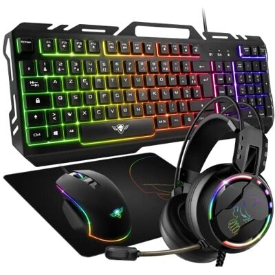 Spirit Of Gamer Pro-MKH5 4-in-1 Gaming Pack – gaming toetsenbord RGB AZERTY anti-ghosting/gaming-muis 7 toetsen RGB 6400 dpi/RGB-hoofdtelefoon/antislip mat/pc PS4 PS5 Xbox One Mac Spirit Of Gamer Pro-MKH5 4-in-1 Gaming Pack – gaming toetsenbord RGB AZERTY anti-ghosting/gaming-muis 7 toetsen RGB 6400 dpi/RGB-hoofdtelefoon/antislip mat/pc PS4 PS5 Xbox One Mac