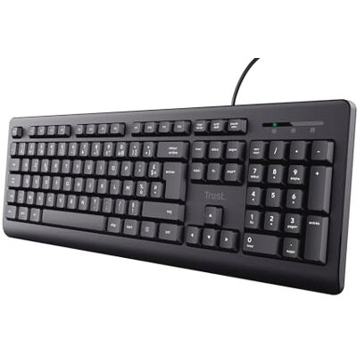 Trust Primo Belgisch toetsenbord, bekabeld, stil, AZERTY, spatwaterdicht, USB-kabel 1,8 m, pc-toetsenbord, laptop, computer, Windows, Mac OS zwart Trust Primo Belgisch toetsenbord, bekabeld, stil, AZERTY, spatwaterdicht, USB-kabel 1,8 m, pc-toetsenbord, laptop, computer, Windows, Mac OS zwart