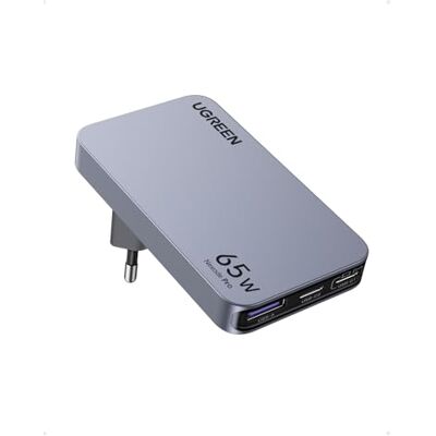 UGREEN Nexode Air 65 W oplader USB C voor reizen, snelle internationale 3 ultradunne poorten met EU UK US stekkers compatibel met iPhone 18 Pro Max 17 16 15 14 13 12 MacBook Neo Air Galaxy S26 S25 UGREEN Nexode Air 65 W oplader USB C voor reizen, snelle internationale 3 ultradunne poorten met EU UK US stekkers compatibel met iPhone 18 Pro Max 17 16 15 14 13 12 MacBook Neo Air Galaxy S26 S25