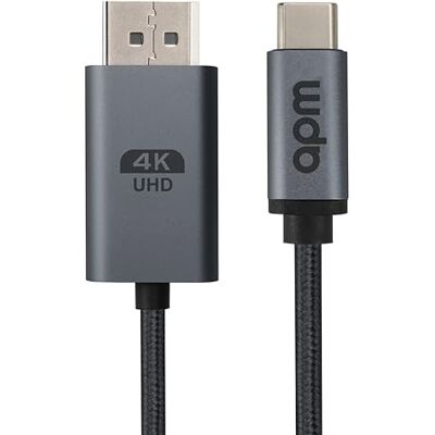 APM Câble USB-C vers DisplayPort 1.2, 4K@60Hz, 2M, Mâle/Mâle, Tressé en Nylon Résistant, Compatible MacBook, PC, Moniteur 4K, Surface, iPad Pro, Couleur Gris 590482 APM Câble USB-C vers DisplayPort 1.2, 4K@60Hz, 2M, Mâle/Mâle, Tressé en Nylon Résistant, Compatible MacBook, PC, Moniteur 4K, Surface, iPad Pro, Couleur Gris 590482