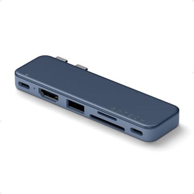 SATECHI Snap Hub USB C 6-in-2 voor MacBook Neo, Charge 45W, Indigo Ontworpen voor MacBook Neo met geïntegreerde dubbele aansluiting, 4K @60Hz, SD/microSD-lezer, USB-A en USB-C 5Gbps SATECHI Snap Hub USB C 6-in-2 voor MacBook Neo, Charge 45W, Indigo Ontworpen voor MacBook Neo met geïntegreerde dubbele aansluiting, 4K @60Hz, SD/microSD-lezer, USB-A en USB-C 5Gbps