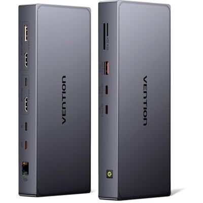 Vention DisplayLink 11-in-1 dockingstation met USB 3.2 A/C voor MacBook M1/M2/M3/M4, 4K @ 60Hz USB C Dual Monitor, HDMI, DP, PD 100W, RJ45, SD/TF Geschikt voor fotografen Vention DisplayLink 11-in-1 dockingstation met USB 3.2 A/C voor MacBook M1/M2/M3/M4, 4K @ 60Hz USB C Dual Monitor, HDMI, DP, PD 100W, RJ45, SD/TF Geschikt voor fotografen