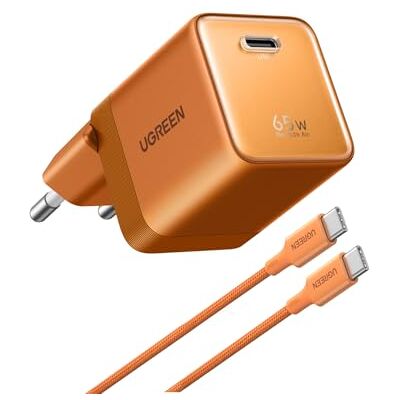 UGREEN Nexode Air 65 W USB-C-snellader GaNInfinity met kabel, compatibel met iPhone 17 Pro Max 16 Plus 15 14 13 12 Galaxy S26 S25 S24 Pixel 10 9 iPad MacBook Neo Air Pro M5 M4 M3 M2 M1 (oranje) Compatible avec iPhone 17 Pro Max 16 Plus 15 14 13 12 Galax UGREEN Nexode Air 65 W USB-C-snellader GaNInfinity met kabel, compatibel met iPhone 17 Pro Max 16 Plus 15 14 13 12 Galaxy S26 S25 S24 Pixel 10 9 iPad MacBook Neo Air Pro M5 M4 M3 M2 M1 (oranje) Compatible avec iPhone 17 Pro Max 16 Plus 15 14 13 12 Galax