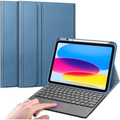 FINTIE Touchpad toetsenbord voor iPad A16 11 inch 2025/iPad 10e generatie Draadloos Bluetooth AZERTY-toetsenbord, oplaadbaar, beschermhoes met penhouder, meerdere hoeken, *marineblauw FINTIE Touchpad toetsenbord voor iPad A16 11 inch 2025/iPad 10e generatie Draadloos Bluetooth AZERTY-toetsenbord, oplaadbaar, beschermhoes met penhouder, meerdere hoeken, *marineblauw
