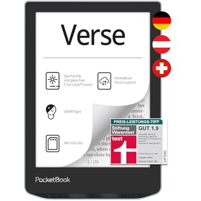 PocketBook Verse e-book reader (Duitse versie) 8 GB geheugen (uitbreidbaar) 15,2 cm (6 inch) E-Ink Carta display Helder blauw PocketBook Verse e-book reader (Duitse versie) 8 GB geheugen (uitbreidbaar) 15,2 cm (6 inch) E-Ink Carta display Helder blauw