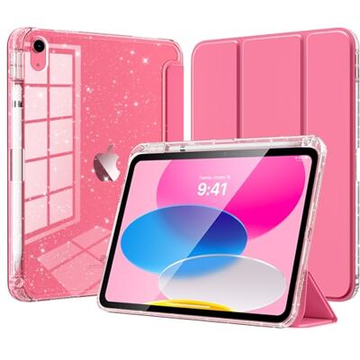 TiMOVO Beschermhoes voor iPad A16 11 inch/10e generatie 10,9 inch, roze Penhouder, beschermhoes van TPU met pailletten, transparante achterkant, glanzend, automatische slaap- en wekfunctie TiMOVO Beschermhoes voor iPad A16 11 inch/10e generatie 10,9 inch, roze Penhouder, beschermhoes van TPU met pailletten, transparante achterkant, glanzend, automatische slaap- en wekfunctie