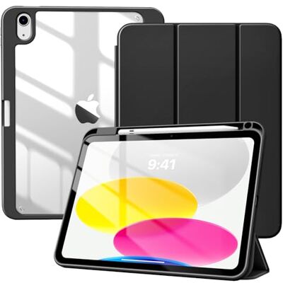 TiMOVO Beschermhoes voor iPad A16 11 inch/10e generatie 10,9 inch, zwart Penhouder, dunne drievoudige beschermhoes met standaard, transparante achterkant, automatische slaap- en wekfunctie TiMOVO Beschermhoes voor iPad A16 11 inch/10e generatie 10,9 inch, zwart Penhouder, dunne drievoudige beschermhoes met standaard, transparante achterkant, automatische slaap- en wekfunctie