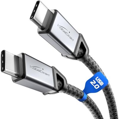 KabelDirekt USB-C-kabel voor snel opladen, metalen connectoren + nylon vlechtwerk, USB 2.0 2 x 3 m (laadt telefoons/laptops op met 60 W, oplaad-/datakabel, zwart) Charge les Téléphones/Ordinateurs Portables avec 60W, Câble de Charge/Données, Noir KabelDirekt USB-C-kabel voor snel opladen, metalen connectoren + nylon vlechtwerk, USB 2.0 2 x 3 m (laadt telefoons/laptops op met 60 W, oplaad-/datakabel, zwart) Charge les Téléphones/Ordinateurs Portables avec 60W, Câble de Charge/Données, Noir