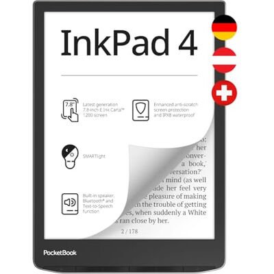 PocketBook InkPad 4 e-book reader (Duitse versie) 32 GB geheugen, E-Ink Carta 1200 touchscreen 7,8 inch (19,8 cm), zilver PocketBook InkPad 4 e-book reader (Duitse versie) 32 GB geheugen, E-Ink Carta 1200 touchscreen 7,8 inch (19,8 cm), zilver
