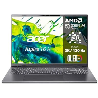 Acer Aspire 16 AI OLED Laptop Ryzen AI 5 16GB 512GB 16 inch OLED-display 120 Hz AMD Ryzen AI 5 340 16 GB RAM 512 GB SSD AMD 840M Windows 11 QWERTZ lay-out A16 Acer Aspire 16 AI OLED Laptop Ryzen AI 5 16GB 512GB 16 inch OLED-display 120 Hz AMD Ryzen AI 5 340 16 GB RAM 512 GB SSD AMD 840M Windows 11 QWERTZ lay-out A16