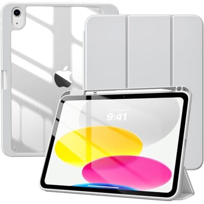 TiMOVO Beschermhoes voor iPad A16 11e generatie 11 inch 2025, iPad 10e generatie 2022 10,9 inch met penhouder, drievoudige transparante beschermhoes met slaap-/wekfunctie, lichtgrijs Porte-Stylet, Coque Fine Tri-Fold Avec Support, Housse Arrière Transpa TiMOVO Beschermhoes voor iPad A16 11e generatie 11 inch 2025, iPad 10e generatie 2022 10,9 inch met penhouder, drievoudige transparante beschermhoes met slaap-/wekfunctie, lichtgrijs Porte-Stylet, Coque Fine Tri-Fold Avec Support, Housse Arrière Transpa