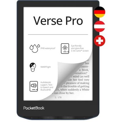 PocketBook Verse Pro E-reader blauw, 16 GB, USB-C, wifi, 6 inch, SMARTlight Eink IPX8 PocketBook Verse Pro E-reader blauw, 16 GB, USB-C, wifi, 6 inch, SMARTlight Eink IPX8