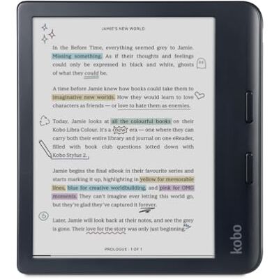 Kobo Libra Colour eReader Kaleido™ 3 7 inch E Ink kleurendisplay zonder reflectie Donkere Mode-optie Audioboeken Waterdicht Zwart Kobo Libra Colour eReader Kaleido™ 3 7 inch E Ink kleurendisplay zonder reflectie Donkere Mode-optie Audioboeken Waterdicht Zwart
