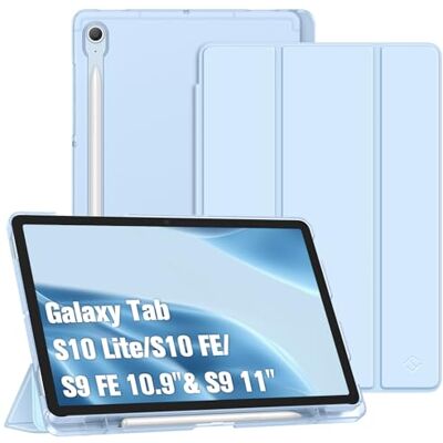 FINTIE Beschermhoes voor Samsung Galaxy Tab S10 Lite 10,9 inch 2025 en Dunne drievoudige beschermhoes met penhouder, transparante achterkant, automatische slaap/wake, hemelsblauw FINTIE Beschermhoes voor Samsung Galaxy Tab S10 Lite 10,9 inch 2025 en Dunne drievoudige beschermhoes met penhouder, transparante achterkant, automatische slaap/wake, hemelsblauw