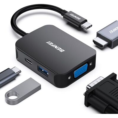 BENFEI USB C Hub USB Type-C naar HDMI VGA USB Type-C Power Delivery, compatibel met MacBook Pro 2023/2022/2021/2020, Surface Book 2 Dell XPS 13/15 zwart 4-in-1 BENFEI USB C Hub USB Type-C naar HDMI VGA USB Type-C Power Delivery, compatibel met MacBook Pro 2023/2022/2021/2020, Surface Book 2 Dell XPS 13/15 zwart 4-in-1